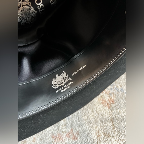 Stetson Black Cowboy Hat with Turquoise/Black Beaded Horse Hair Strap - Picture 9 of 15